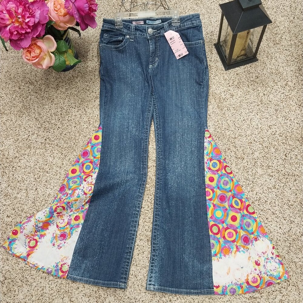 3323 Size 10m Lee Slender Secret Upcycled Bleached Bell-Bottoms. - Picture 1 of 7